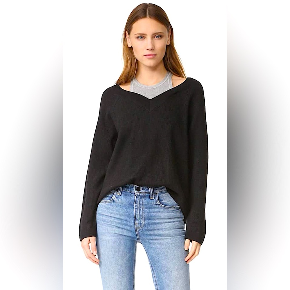T ALEXANDER WANG V-Neck Sweatwer With Tank Trim